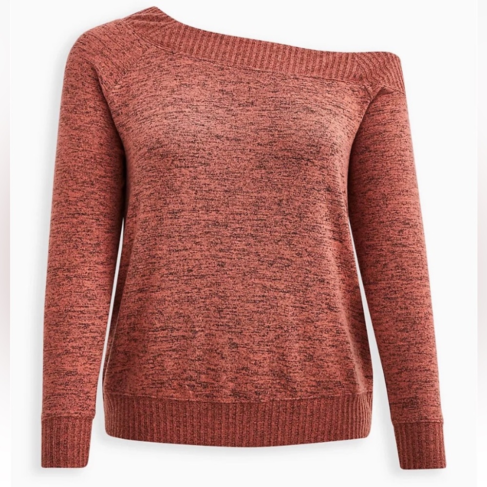 Torrid size 00x 10 M/L Off Shoulder Sweatshirt - Super Soft Plush Rusty Brown